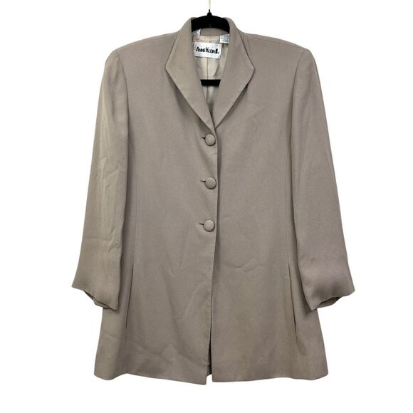 VTG Anne Klein II‎ Womens Blazer 3 Button Front Slit Pockets Lined Taupe Size 6 - Picture 1 of 5